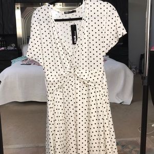 black and white polka dot dress